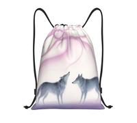 Zelinge Sac à dos mignon avec cordon de serrage pour sport, camping, voyage, danse, Loups Pastel, 14 x 16.9 inch, Sacs à dos de jour