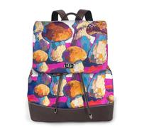 Zelinge Sac à dos tendance en cuir PUrse pour femme, sac de voyage décontracté, sac à dos en cuir PU, Art des champignons, taille unique