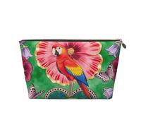 Zelinge Trousse de maquillage compacte avec fermeture éclair, Folk Art Perroquet floral Vert 1, One Size