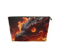 Zelinge Trousse de maquillage compacte portable de voyage petite pochette de rangement pour cosmétiques, Dragon et flamme-1, One Size
