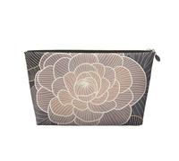 Zelinge Trousse de maquillage portable de voyage avec fermeture éclair pour sac à main, Line Art Fleur Gris-1, One Size