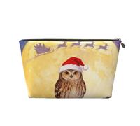 Zelinge Trousse de maquillage portable, trousse de toilette, petite pochette de rangement pour cosmétiques, Chouette de Noël festive - 1, One Size