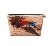 Zelinge Trousse de maquillage pour voyage, trousse de toilette de voyage, pochette cosmétique portable, Photo-1 Oiseau du désert Vibrant Beige Sable, One Size