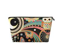 Zelinge Trousse de maquillage pour voyage, trousse de toilette, pochette de rangement cosmétique, Hibou papillon orné Art-1, One Size