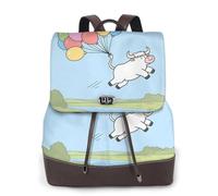 Zelinge Twist-Lock Sac à dos en cuir synthétique pour femme Sac à dos de voyage Twist-Lock, Ballon soulève la vache vers le ciel, taille unique