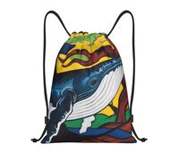 Zelinge Whale Sac à dos coloré avec cordon de serrage, sac de gym, sac de danse, sac de yoga, Baleine colorée, 14 x 16.9 inch, Sacs à dos de jour