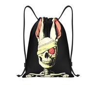 Zelinge Whale Sac à dos coloré avec cordon de serrage, sac de gym, sac de danse, sac de yoga, Crâne avec oreilles de lapin, 16.5 x 19.6 inch, Sacs à dos de jour