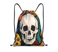 Zelinge Whale Sac à dos coloré avec cordon de serrage, sac de gym, sac de danse, sac de yoga, Skulls Art Colorful, 16.5 x 19.6 inch, Sacs à dos de jour