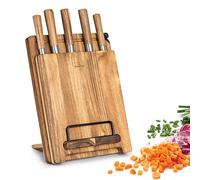 Zelite Couteau Cuisine, Ensemble de Couteau de Cuisine Professionnel avec Bloc, Set de 8 Couteaux de Support en Bois d'Acacia, Acier Inoxydable, Résistant Rayures, Ustensiles Blocs Couteaux