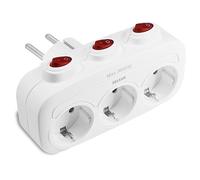 Zelkan Multiprise avec Interrupteur Indépendant - Multiprises avec 3 Prises Horizontales - Multiprise Murale sans Câble - Prise Multiple - Blanc