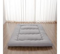 Zelladorra Matelas de sol japonais, matelas futon avec sac de rangement et housse lavable, tatami enroulable, convient pour chambre d'amis, gris, lit double