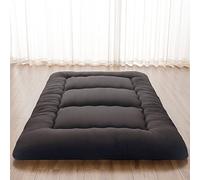 Zelladorra Matelas de sol japonais, matelas futon avec sac de rangement portable, matelas enroulable, tatami épais, matelas adapté pour camping, chambre d'amis, noir, lit double