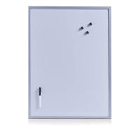 Zeller 11510 Tableau Blanc aimanté avec Cadre en Bois Gris 60 x 80 cm, Aspect INOX