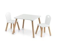 Zeller 13501 Scandi Salon de Jardin 3 pièces en Bois pour Enfant Table 55 x 55 x 43,5 cm Chaise 28 x 28 x 50 cm