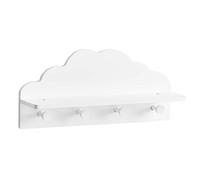 Zeller 13504 Porte-Manteau Mural pour Enfant « Nuage », en MDF, Blanc, env. 48 x 12 x 22 cm, Rangement de vêtements pour Chambre d'enfant, patère