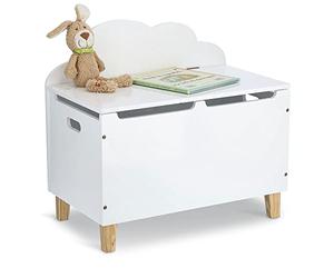 Zeller 13509 Coffre pour enfant « Nuage » avec couvercle, MDF/pin, blanc, env. 60 x 34,5 x 56 cm