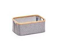 Zeller 14231 Panier de Rangement Polyester/Bambou Gris 38 x 26 x 18 cm