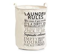 Zeller 14260 Laundry Rules Sac à Linge Coton Blanc 38 x 48 x 38 cm