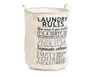 Zeller 14260 Laundry Rules Sac à Linge Coton Blanc 38 x 48 x 38 cm