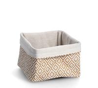 Zeller 14397 Mosaïque Panier de rangement en coton/papier Beige/blanc Env. 24 x 24 x 17/20 cm