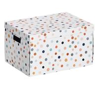 Zeller 14475 Zeller Dots Boîte de rangement blanche, à pois 25,0 x 35,0 x 20,0 cm