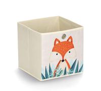 Zeller 14478 Boîte de rangement motif renard non tissé, beige, env. 28 x 28 x 28 cm
