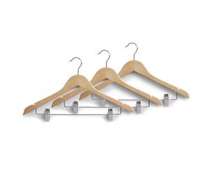 Zeller 17114 Lot de 3 cintres avec Pinces Couleur Nature 44,5 cm