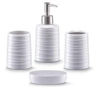 Zeller Present 18266 Ensemble d'Accessoires de Bain en Céramique Blanc 4 Pièces