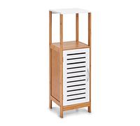 Zeller 18868 Armoire de Salle de Bain avec étagère en Bambou/MDF Blanc 30 x 30 x 96 cm
