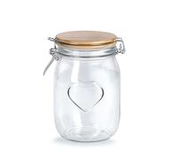 Zeller 19497 Bocal en verre « Heart » avec fermeture à étrier, 1000 ml, env. Ø 11 x 17 cm, boîte de conservation