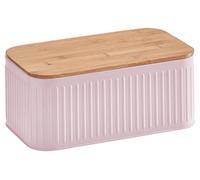 Zeller 25160 Boîte à Pain avec Couvercle Bambou, boîte à Pain, métal, Rose, 30 x 18 x 13 cm
