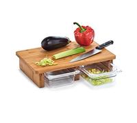Zeller 25178 Planche à découper avec 2 bacs de récupération en bambou et plastique 40,5 x 26,5 x 8,5 cm, Naturel