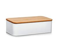 Zeller 25375 Boîte à Pain avec Couvercle Métal Blanc 42,5 x 23 x 13 cm