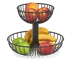 Zeller 27415 Présentoir à Fruits Double Couche en métal Noir Ø 32 x 25,8 cm
