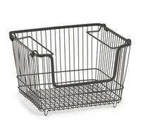 Zeller 27418 Panier de rangement empilable en métal Noir env. 33 x 27 x 21,5 cm