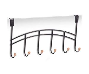 Zeller Accroche-Porte M. 6 Crochets, Métal/Bois, Noir