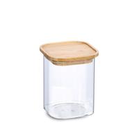 Zeller Bocal à provisions avec couvercle en bambou, 900 ml, verre borosilicaté / bambou / silicone, transparent, env. 10 x 10 x 13,6 cm