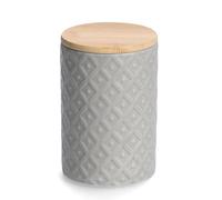 Zeller Boîte à provisions avec couvercle en bambou, 730 ml, faïence,, gris, Ø 10 x 15 cm env