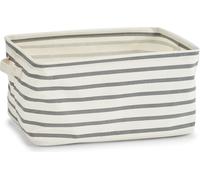 ZELLER Boîte de rangement en toile grise rayée 36x25x18cm
