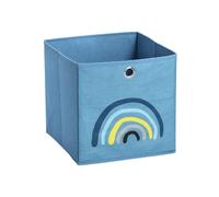 ZELLER Boîte de rangement pour enfants textile, bleu, arc-en-ciel 28x28x28cm