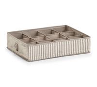 Zeller Boîte de rangement "Stripes", 12 compartiments, non-tissé, beige, 44 x 34 x 11 cm