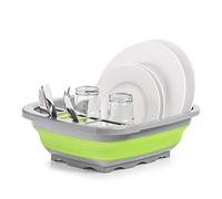 Zeller Égouttoir Pliable en Plastique, Gris, Vert/Anthracite, env. 38,4 x 32,4 x 4,6/12 cm