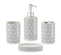 Zeller Ensemble d'accessoires Bain 4pcs. en céramique Blanc, 20 x 25 x 28 cm