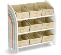 ZELLER Etagère de rangement pour enfants avec 9 boîtes en tissu arc-en-ciel 65x30x64cm