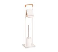 Zeller Garniture de WC, métal/bambou, blanc, 19 x 19 x 74,5 cm