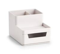 Zeller Organiseur de bureau Ustensiles gris plastique 4 compartiments 15,3 x 11,2 x 9,3 cm
