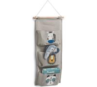 ZELLER Organiseur suspendu pour enfants 3 compartiments, coton, motif animalier, 20x60cm