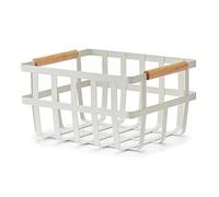 Zeller Panier de Rangement en métal et Bambou Blanc