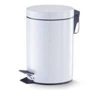 Zeller Poubelle à pédale, 3 l, métal, blanc Ø17 x 26 cm