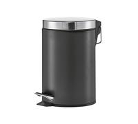 Zeller Poubelle à pédale, 3 l, métal/inox, noir mat - Ø17x26 ; 18212
